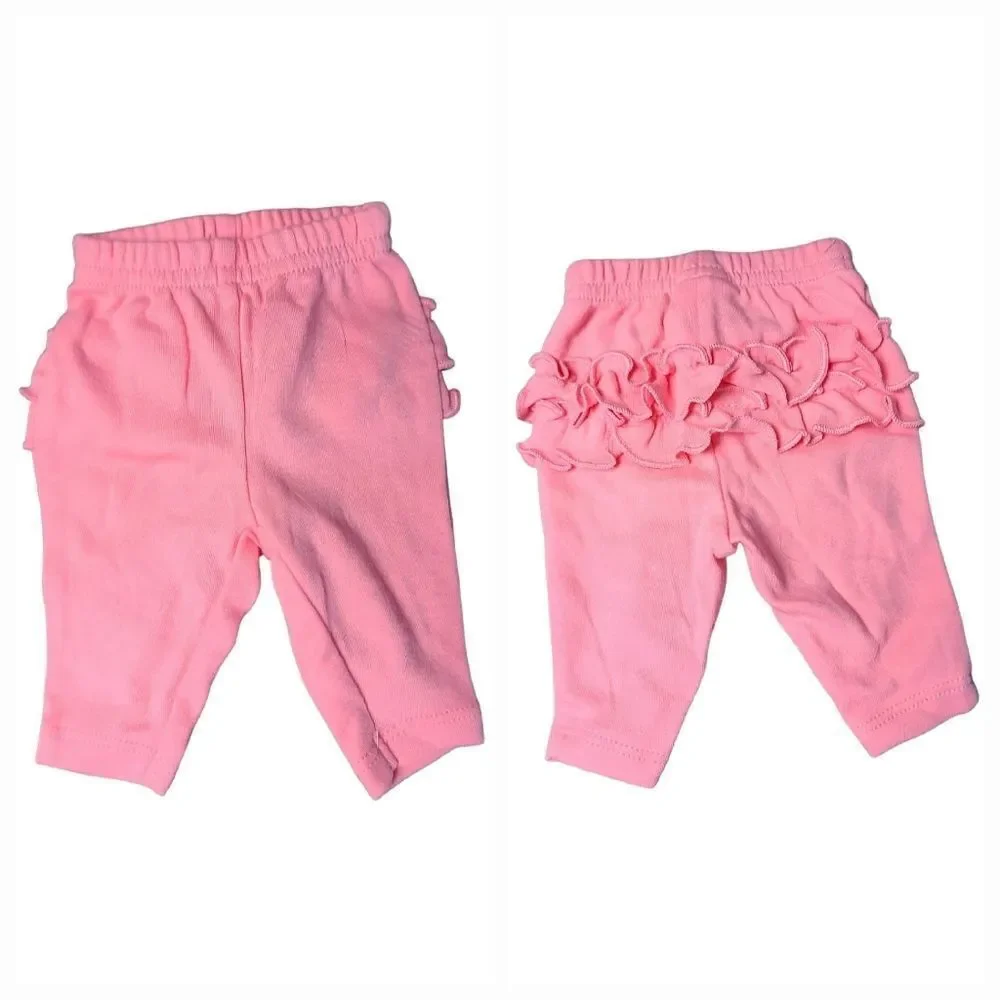 Carter's Preemie Baby Girl Pink Ruffle Bottoms Newborn Knit Sweat Pants Pull-On